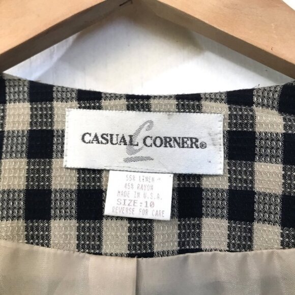 Casual Corner Linen Blend Plaid Blazer – Navy & Sand, 10, Fully Lined, Like New - Picture 10 of 13